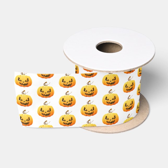 Halloween Satin Ribbon-Scary Pumpkin Satin Ribbon (Spool)