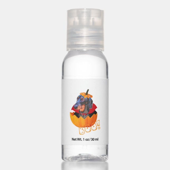 Halloween Sausage Dog Boo Pumpkin Dachshund Hand Sanitizer (Front)