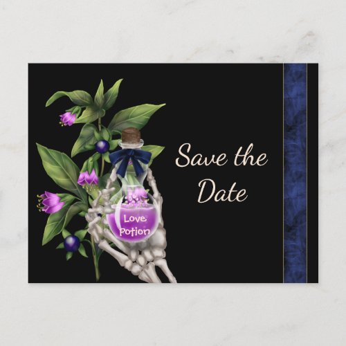 Halloween Save the Date with Purple Love Potion Announcement Postcard