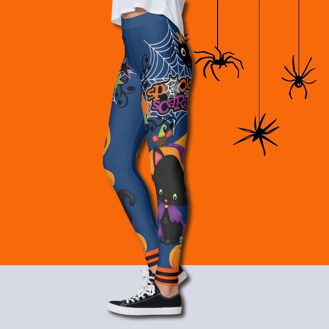 Halloween Scardy Cat Cute Witch Spooky Leggings (Creator Uploaded)