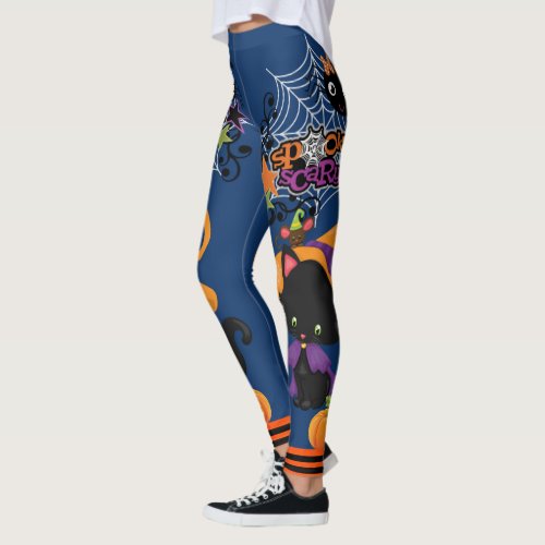 Halloween Scardy Cat Cute Witch Spooky Leggings