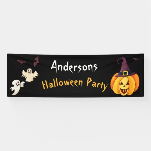 Halloween Scare Away orange and black Party Banner