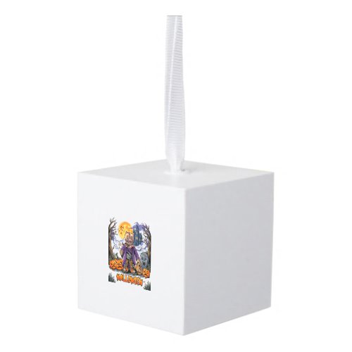 Halloween Scarecrow Candy Sack Pumpkins Haunted Ho Cube Ornament