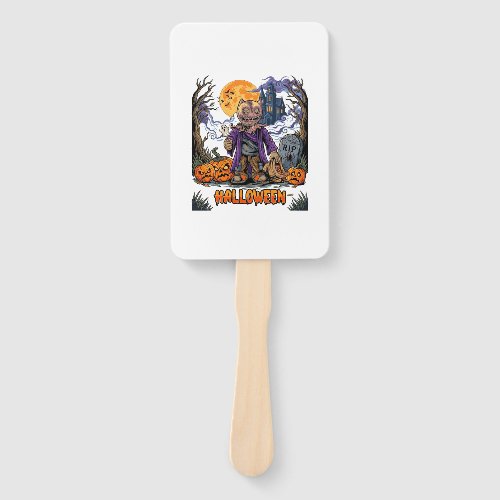 Halloween Scarecrow Candy Sack Pumpkins Haunted Ho Hand Fan