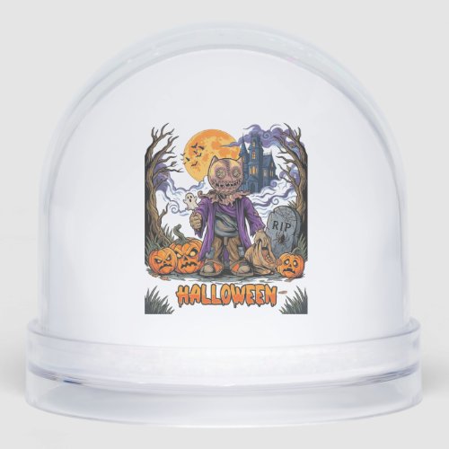 Halloween Scarecrow Candy Sack Pumpkins Haunted Ho Snow Globe