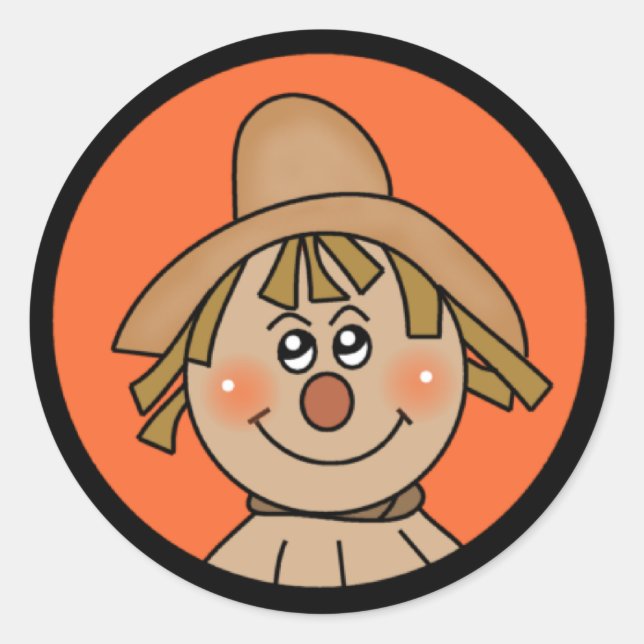 Halloween Scarecrow Classic Round Sticker (Front)