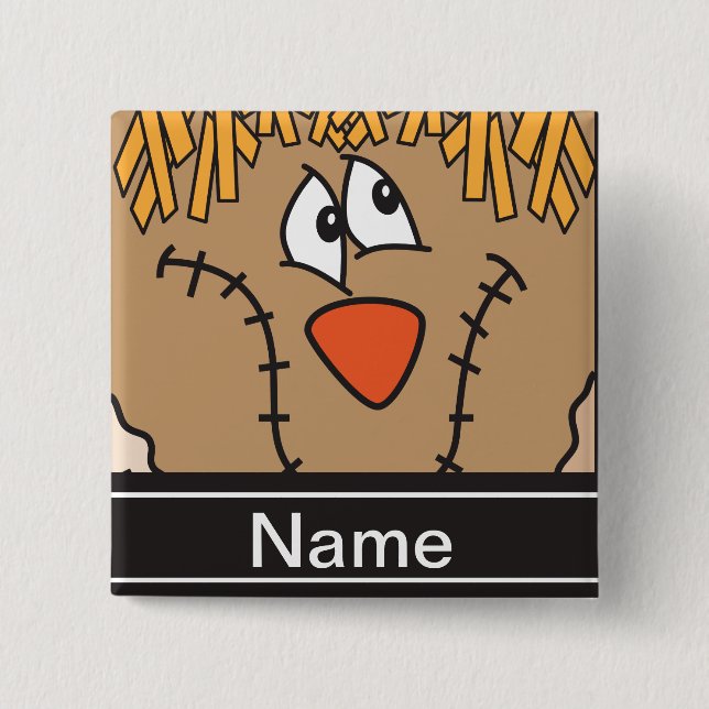 Halloween Scarecrow Face Personalize Button (Front)