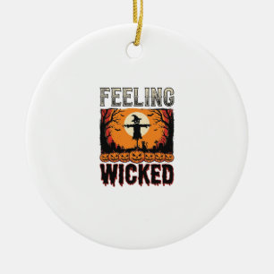 Halloween Scarecrow Feeling Wicked Vintage_1 Ceramic Ornament
