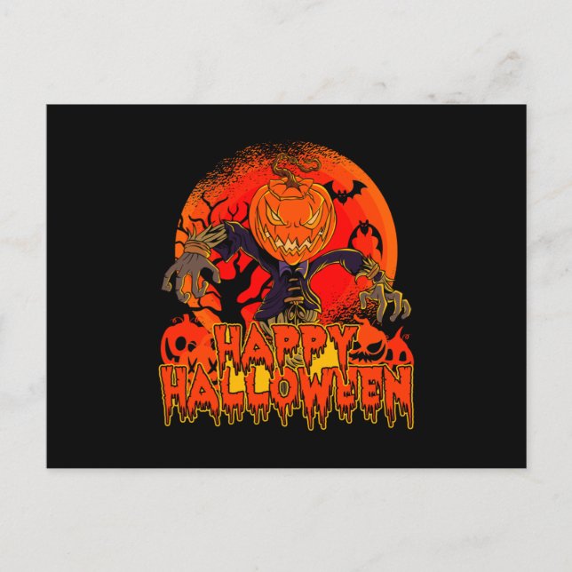 Halloween Scarecrow Halloween Pumpkin Holiday Postcard (Front)