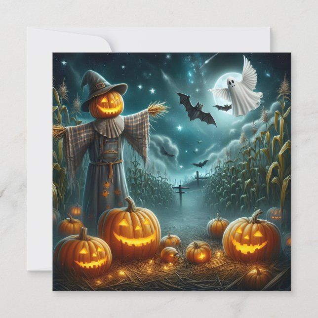 Halloween Scarecrow Holiday Card (Front)