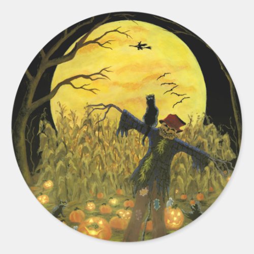 Halloween scarecrow in pumpkin patch stickers
