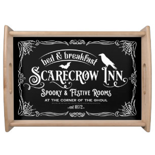 Halloween Scarecrow Inn Bed and Breakfast Raven Serving Tray