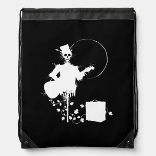 Halloween Scarecrow Playing Guitar Skull Guitarist Drawstring Bag