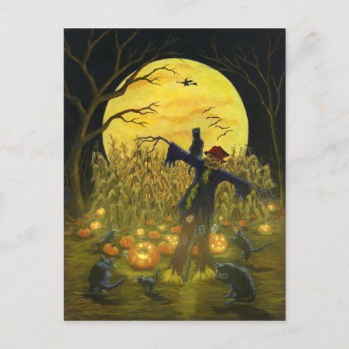 Halloween scarecrow postcard