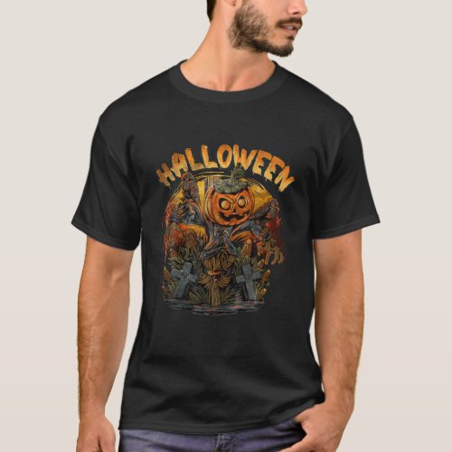 Halloween Scarecrow Pumkin Pumpkin Sart Work T_Shirt