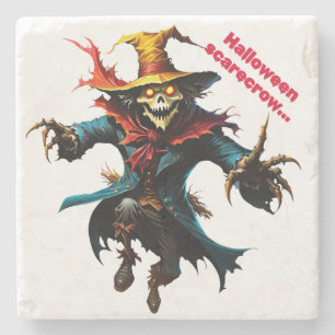 Halloween scarecrow stone coaster