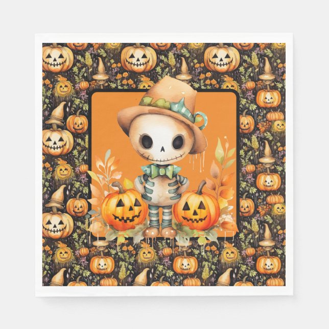 Halloween Scarecrow With Jack O Lanterns  Napkins (Front)