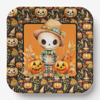 Halloween Scarecrow With Jack O Lanterns 