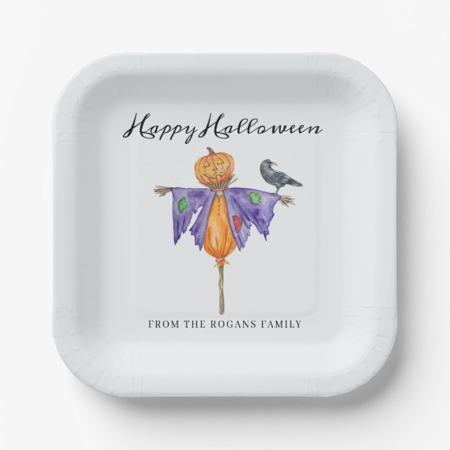 Halloween Scarecrow with Pumpkin Paper Plates (Front)