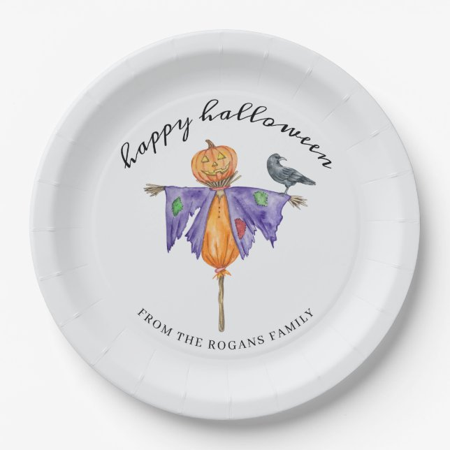 Halloween Scarecrow with Pumpkin Paper Plates (Front)