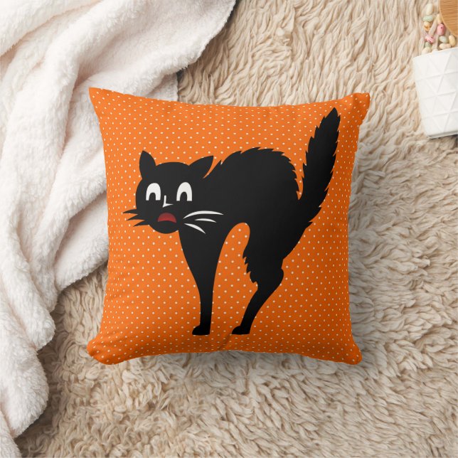 Halloween Scaredy Cat Throw Pillow (Blanket)