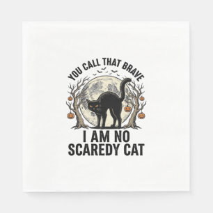 Halloween Scaredy Cat Vintage Engraving Shirt Desi Napkins