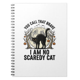 Halloween Scaredy Cat Vintage Engraving Shirt Desi Notebook