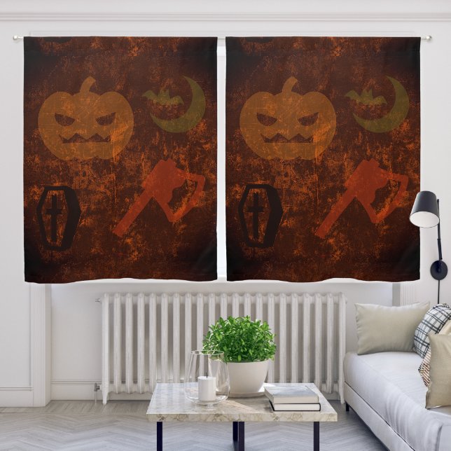 Halloween Scares Eerie Background Blackout Curtains (Living Room)