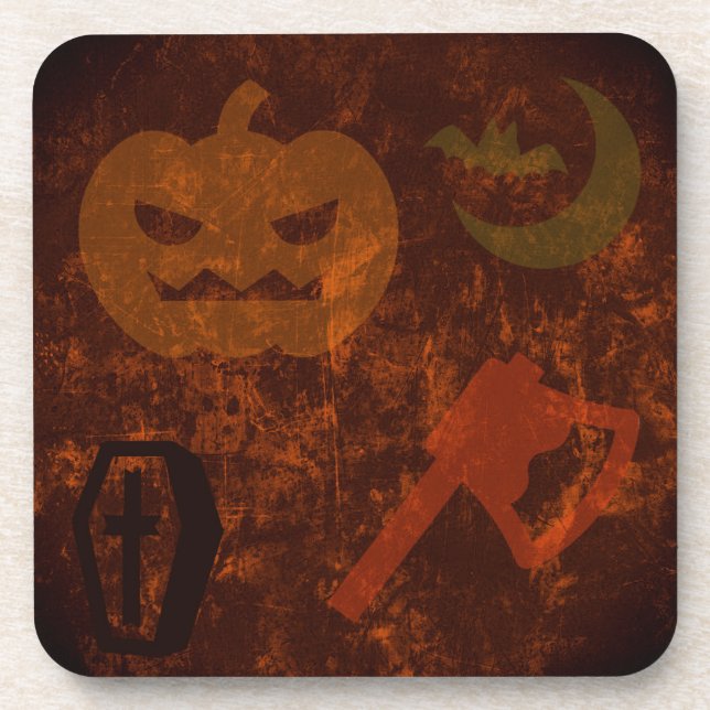 Halloween Scares on Eerie Background Drink Coaster (Front)