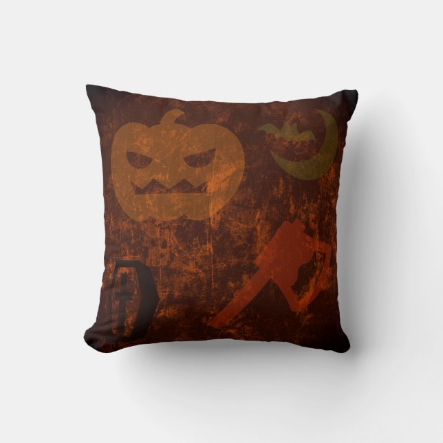 Halloween Scares on Eerie Background Throw Pillow (Front)
