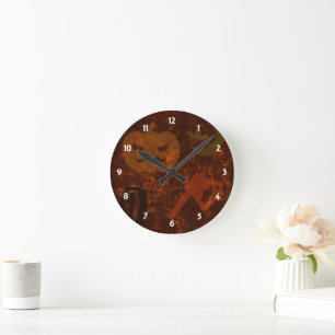 Halloween Scares on Eerie Background Wall Clock