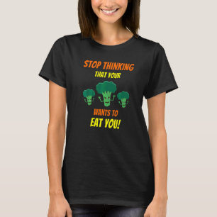 Halloween Scary Angry Broccoli Pun T-Shirt