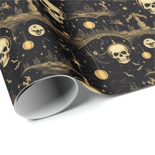  Halloween _ scary  black and yellow Wrapping Paper