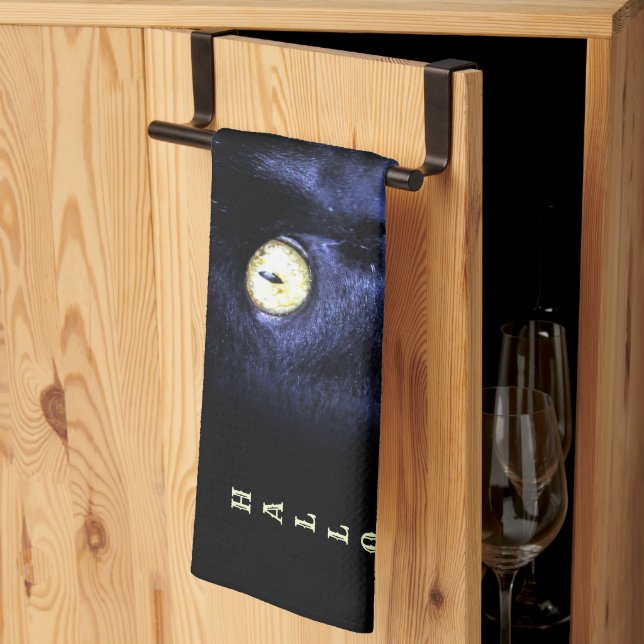 Halloween Scary Black Cat Horror Dark Night Kitchen Towel (Thirds Fold)