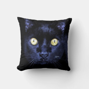 Halloween Scary Black Cat Horror Dark Night Throw Pillow