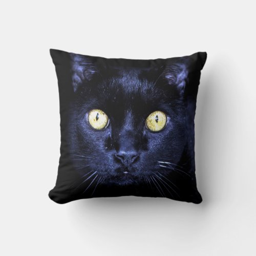 Halloween Scary Black Cat Horror Dark Night Throw Pillow