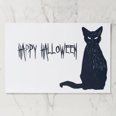 Halloween Scary Black Cat Silhouette Placemat