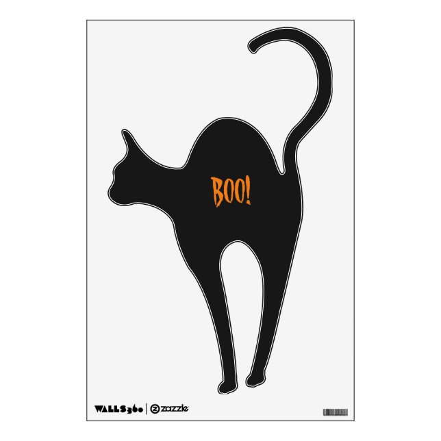 Halloween scary black, orange Boo! cat Wall Decal (Front)