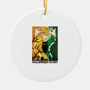 Halloween Scary Black Owl Ghosts Graveyard_1 Ceramic Ornament