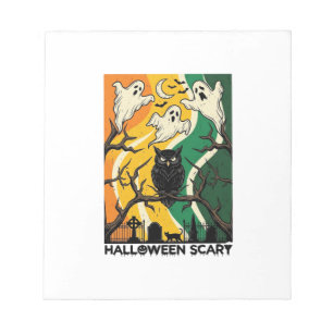 Halloween Scary Black Owl Ghosts Graveyard_1 Notepad