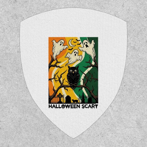 Halloween Scary Black Owl Ghosts Graveyard_1 Patch