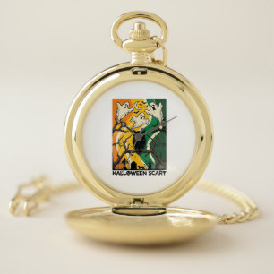 Halloween Scary Black Owl Ghosts Graveyard_1 Pocket Watch