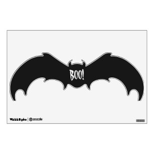 Halloween scary black, white Boo! bat Wall Decal