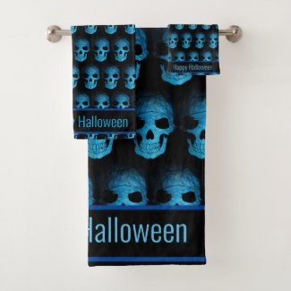 Halloween Scary Blue Night Skull