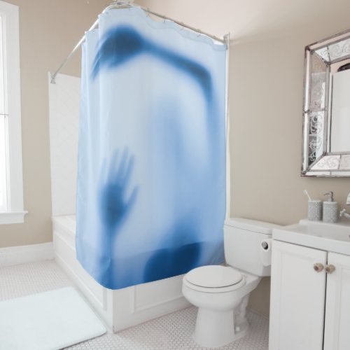 Halloween Scary Blue Silhouette Shower Curtain