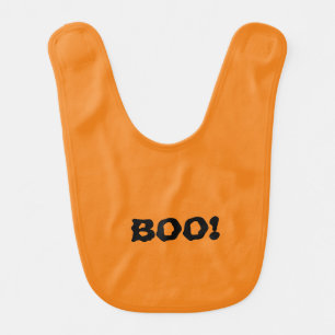 Halloween scary boo! black orange baby bib