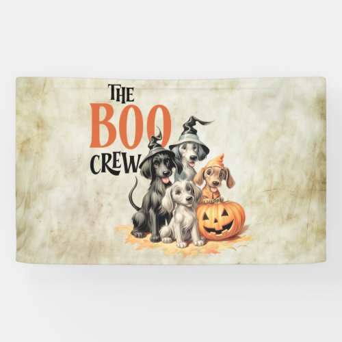 Halloween Scary Boo Dogs Crew Orange Pumpkin Banner