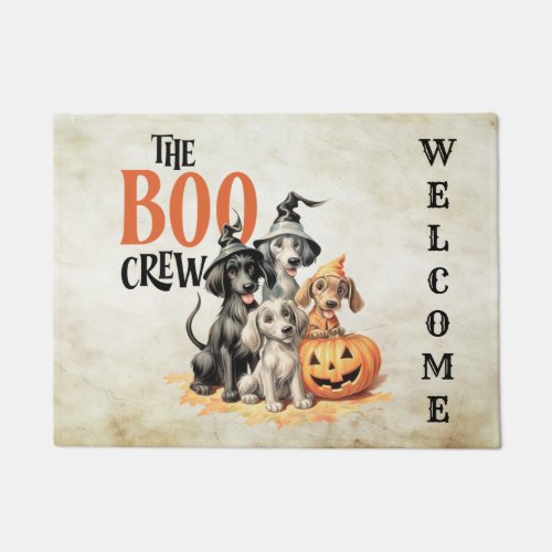 Halloween Scary Boo Dogs Crew Orange Pumpkin Doormat