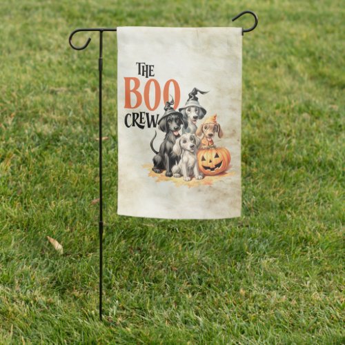 Halloween Scary Boo Dogs Crew Orange Pumpkin Garden Flag