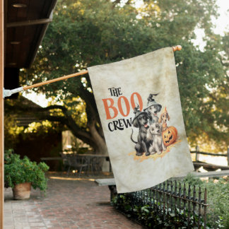 Halloween Scary Boo Dogs Crew Orange Pumpkin House Flag
